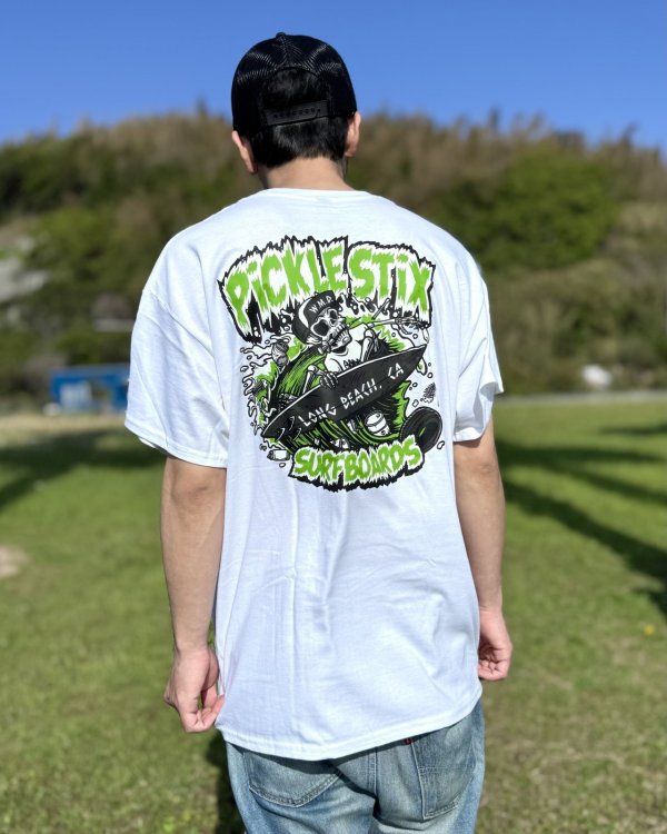 画像4: 送料無料 BALL&CHAIN別注 PICKLE STIX SURFBOARDS / Biohazard Tシャツ ホワイト (4)