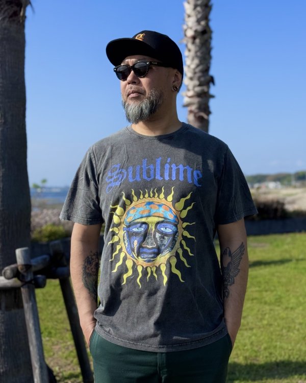 画像1: 送料無料 SUBLIME / Sun Logo プレミアムストーンウォッシュ Tシャツ ブラック (1)