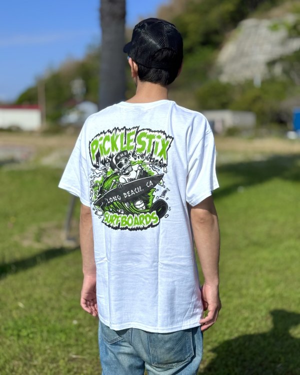 画像5: 送料無料 BALL&CHAIN別注 PICKLE STIX SURFBOARDS / Biohazard Tシャツ ホワイト (5)