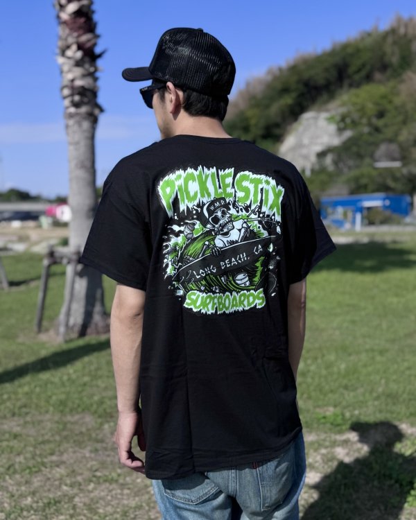 画像2: 送料無料 BALL&CHAIN別注 PICKLE STIX SURFBOARDS / Biohazard Tシャツ ブラック (2)