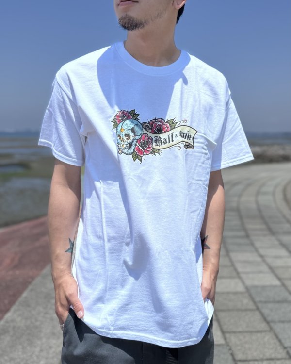 画像2: "OPIE ORTIZ x BALL&CHAIN" / Skull & Rose コラボTシャツ ホワイト (2)