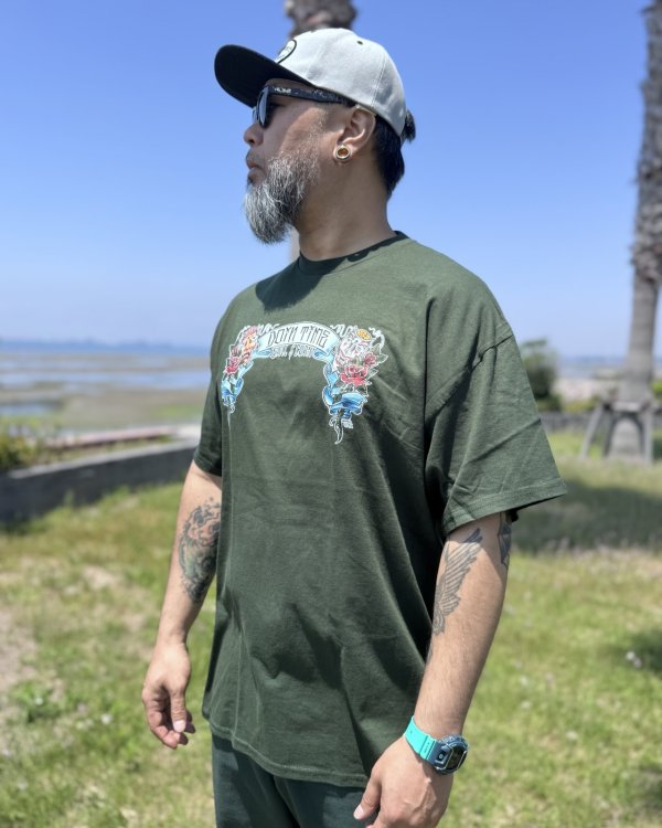 画像4: "OPIE ORTIZ x BALL&CHAIN" / Doin Time コラボTシャツ フォレストグリーン (4)
