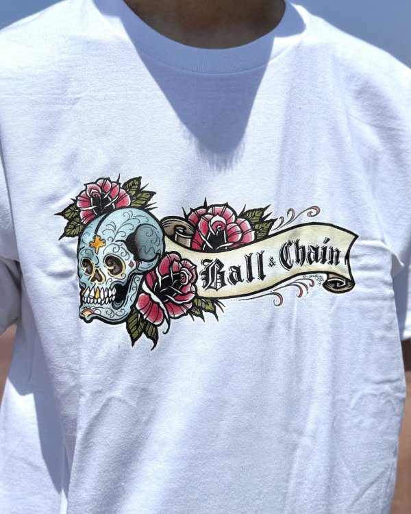 画像3: "OPIE ORTIZ x BALL&CHAIN" / Skull & Rose コラボTシャツ ホワイト (3)