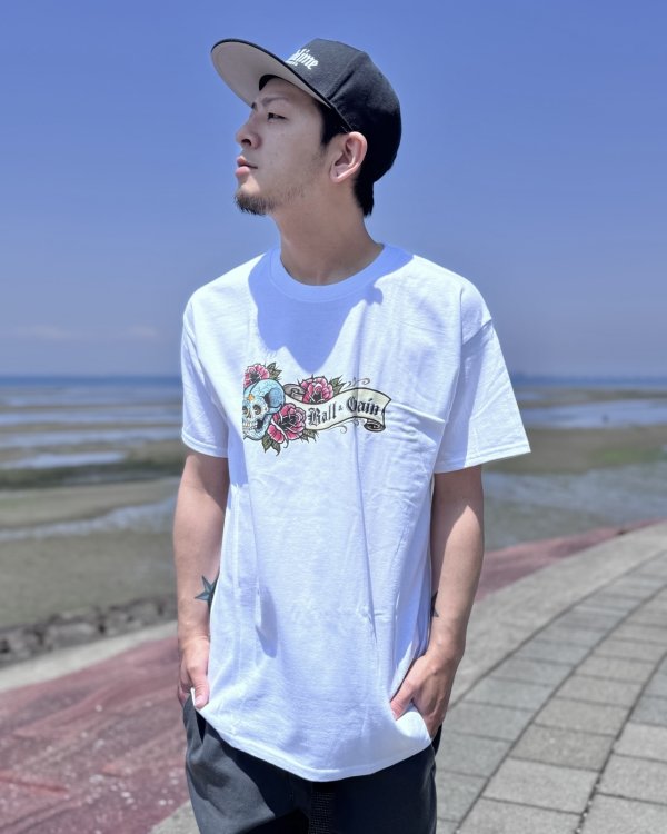 画像1: "OPIE ORTIZ x BALL&CHAIN" / Skull & Rose コラボTシャツ ホワイト (1)