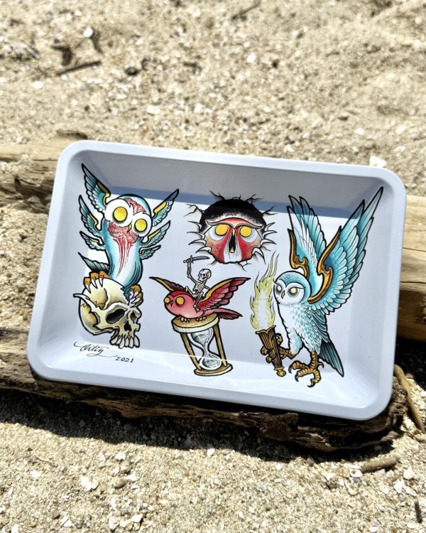 画像1: オーピーさん直買付アイテム DGWD / OWL TATTOO FLASH トレー Artwork by OPIE ORTIZ (1)