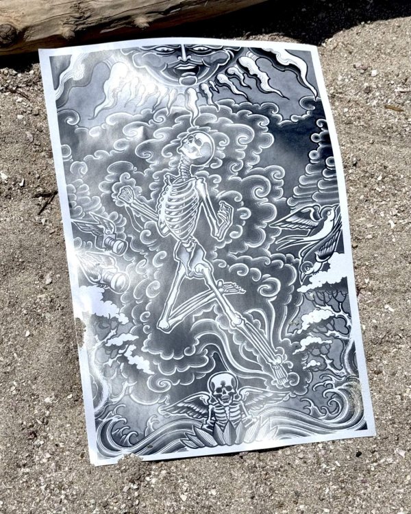画像5: オーピーさん直買付アイテム 20枚限定 OPIE ORTIZ Original Flash Poster / Fly Skull Sun (5)