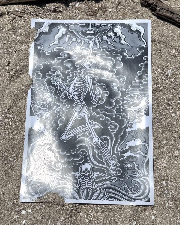 画像3: オーピーさん直買付アイテム 20枚限定 OPIE ORTIZ Original Flash Poster / Fly Skull Sun (3)