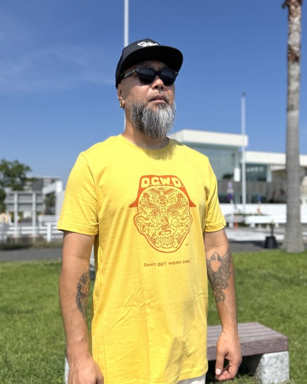 画像3: オーピーさん直買付アイテム 送料無料 DGWD / MAIZE MAN FACE 半袖Tシャツ マスタード artwork by ILLSYNAPSE (3)