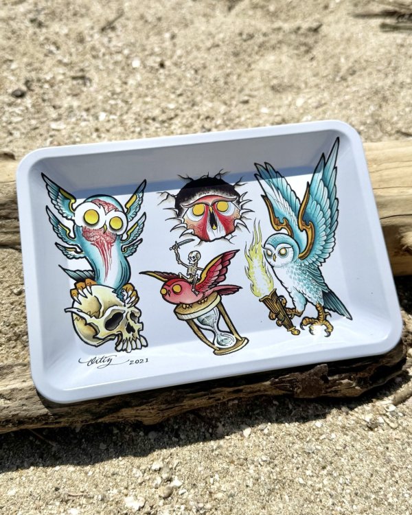 画像2: オーピーさん直買付アイテム DGWD / OWL TATTOO FLASH トレー Artwork by OPIE ORTIZ (2)