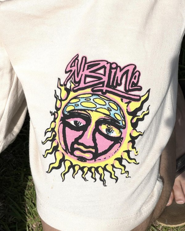 画像5: カリフォルニア買付アイテム 送料無料 Lサイズ4枚限定 SUBLIME / 40oz Sun LBC スウェットショーツ カーキ (5)