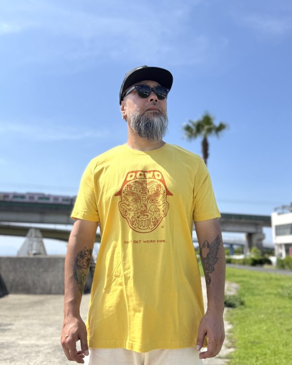画像5: オーピーさん直買付アイテム 送料無料 DGWD / MAIZE MAN FACE 半袖Tシャツ マスタード artwork by ILLSYNAPSE (5)