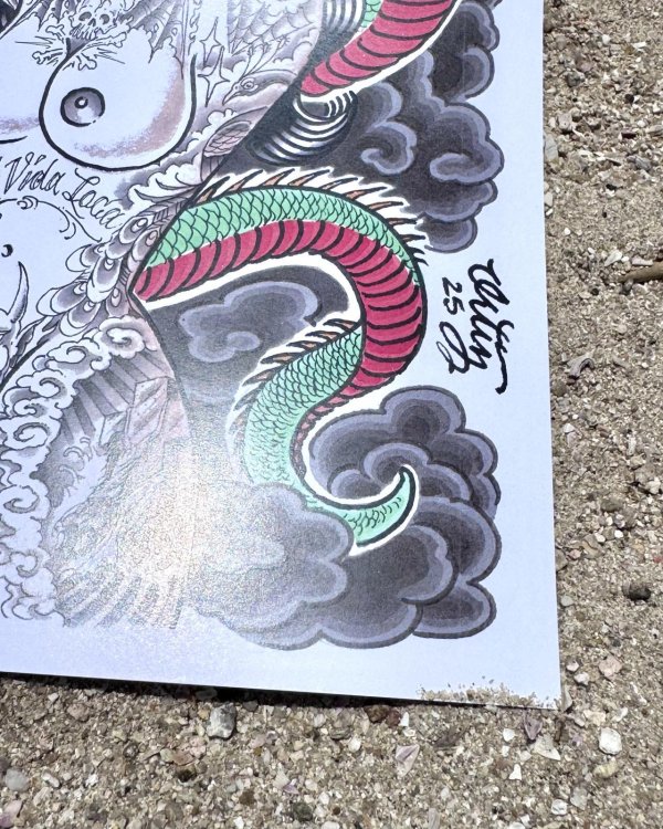 画像4: オーピーさん直買付アイテム 19枚限定 OPIE ORTIZ Original Flash Poster / Japanies Dragon & Tattoo Girl (4)
