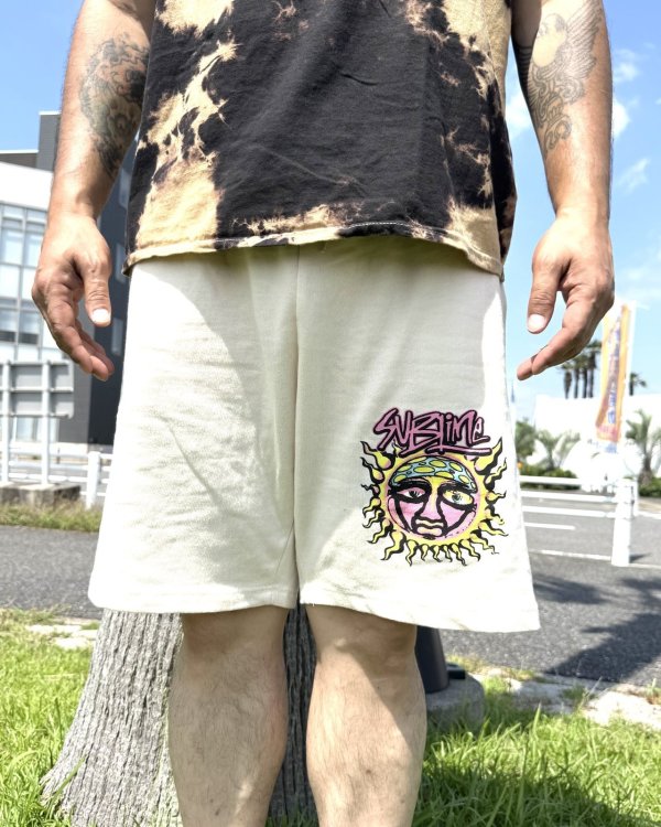 画像3: カリフォルニア買付アイテム 送料無料 Lサイズ4枚限定 SUBLIME / 40oz Sun LBC スウェットショーツ カーキ (3)