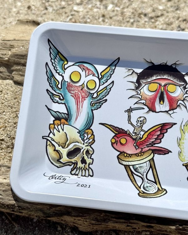 画像4: オーピーさん直買付アイテム DGWD / OWL TATTOO FLASH トレー Artwork by OPIE ORTIZ (4)
