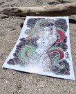 画像2: オーピーさん直買付アイテム 19枚限定 OPIE ORTIZ Original Flash Poster / Japanies Dragon & Tattoo Girl (2)