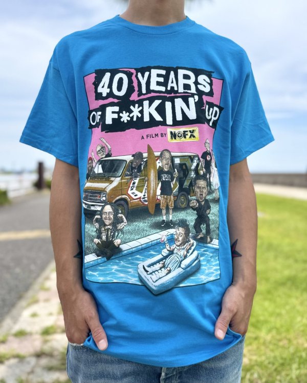 画像1: ファット・マイクさん直買い付けアイテム 送料無料 NOFX / "40 Years Of Fuckin Up" Movie Poster Tシャツ ブルー (1)