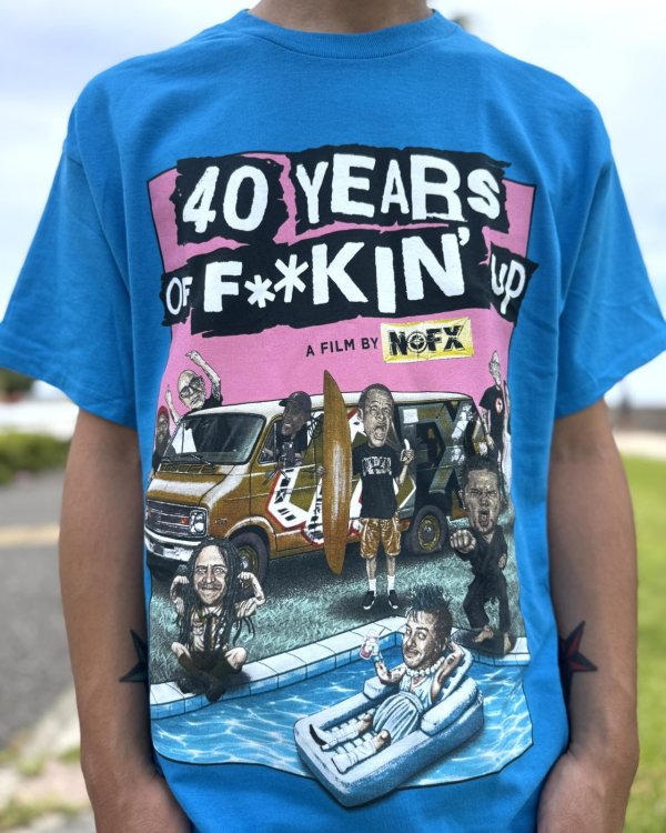画像3: ファット・マイクさん直買い付けアイテム 送料無料 NOFX / "40 Years Of Fuckin Up" Movie Poster Tシャツ ブルー (3)