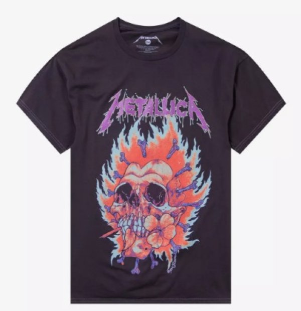 画像12: カリフォルニア買付アイテム 送料無料 L、2XLサイズのみ METALLICA / Flaming Flower Skull Tシャツ ブラック Artwork by PUSHEAD (12)