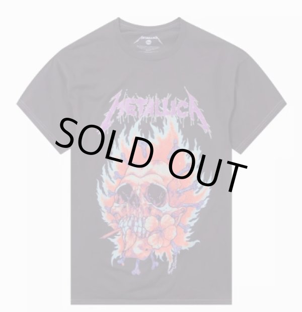 画像12: カリフォルニア買付アイテム 送料無料 Lサイズラスト1枚で終了 METALLICA / Flaming Flower Skull Tシャツ ブラック Artwork by PUSHEAD (12)