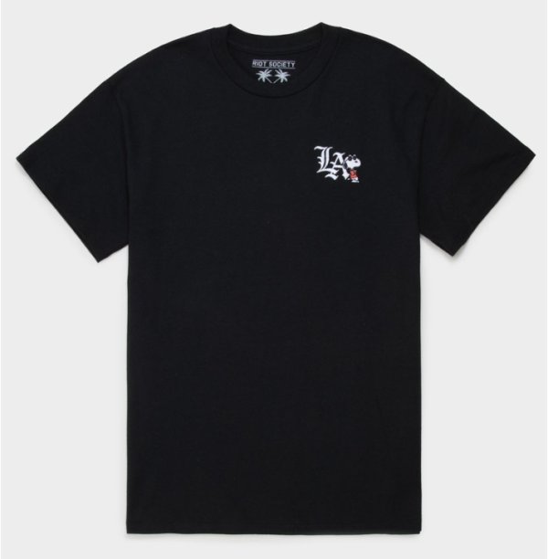 画像6: カリフォルニア買付アイテム 送料無料 RIOT SOCIETY x Peanuts / LA Tシャツ ブラック (6)
