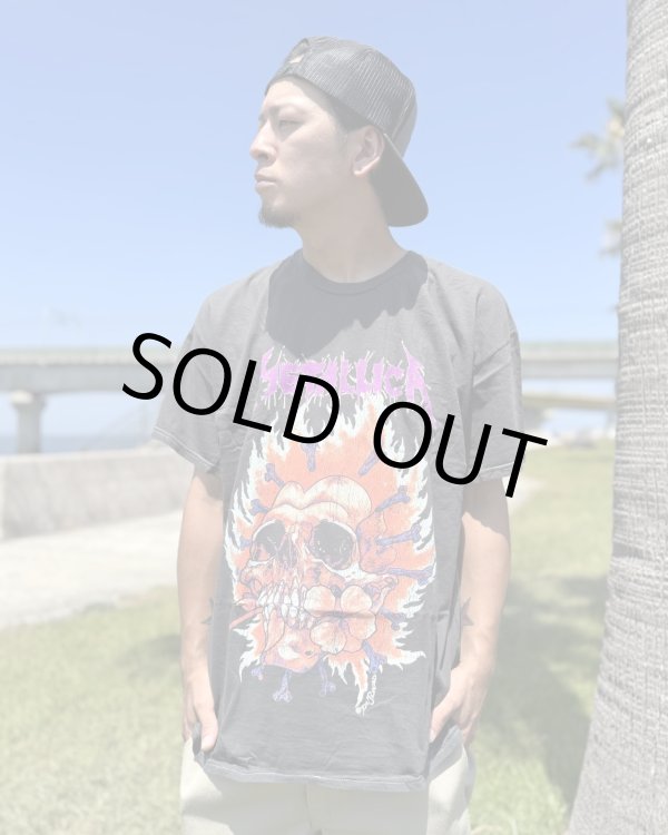 画像3: カリフォルニア買付アイテム 送料無料 Lサイズラスト1枚で終了 METALLICA / Flaming Flower Skull Tシャツ ブラック Artwork by PUSHEAD (3)