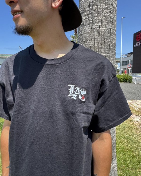 画像1: カリフォルニア買付アイテム 送料無料 RIOT SOCIETY x Peanuts / LA Tシャツ ブラック (1)