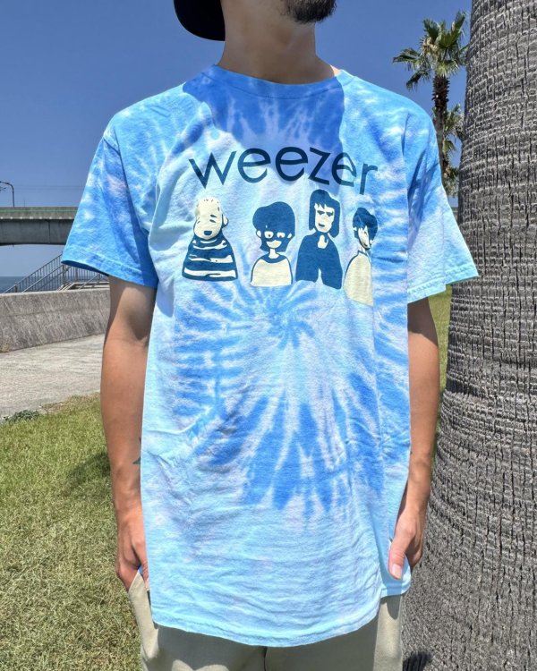 画像1: カリフォルニア買付アイテム 送料無料 WEEZER / Cartoon Band タイダイTシャツ ブルー (1)