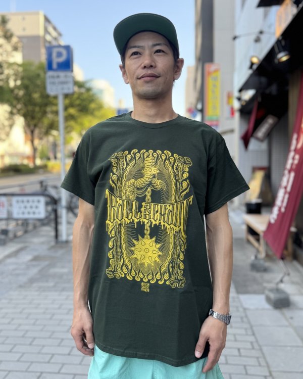画像2: 20th Anniversary Special Item BALL&CHAIN / Fuck Fetters Artwork by TONJI THE GAROW INK 半袖 Tシャツ フォレストグリーン (2)