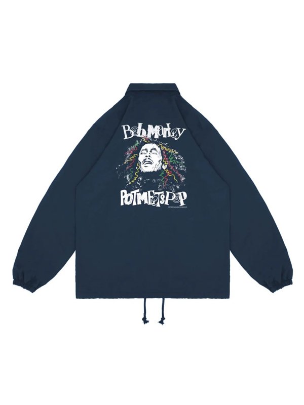 画像11: 送料無料 BOB MARLEY × POT MEETS POP / Sketch コーチジャケット ネイビー (11)