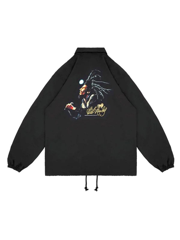 画像13: 送料無料 BOB MARLEY × POT MEETS POP / Live コーチジャケット ブラック (13)