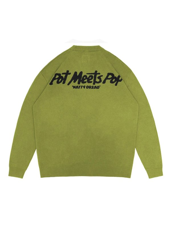 画像12: 送料無料 BOB MARLEY × POT MEETS POP / Natty Dread ニットセーター グリーン (12)