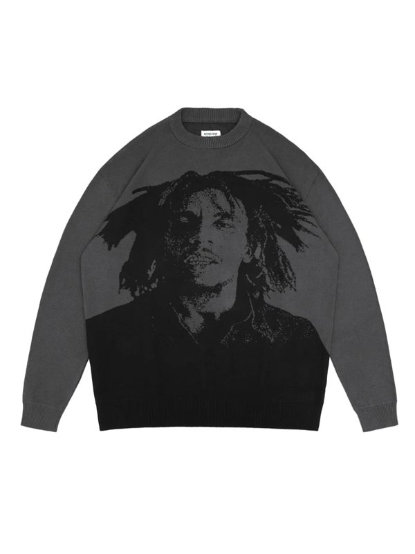 画像9: 送料無料 BOB MARLEY × POT MEETS POP / Natty Dread ニットセーター グレー (9)