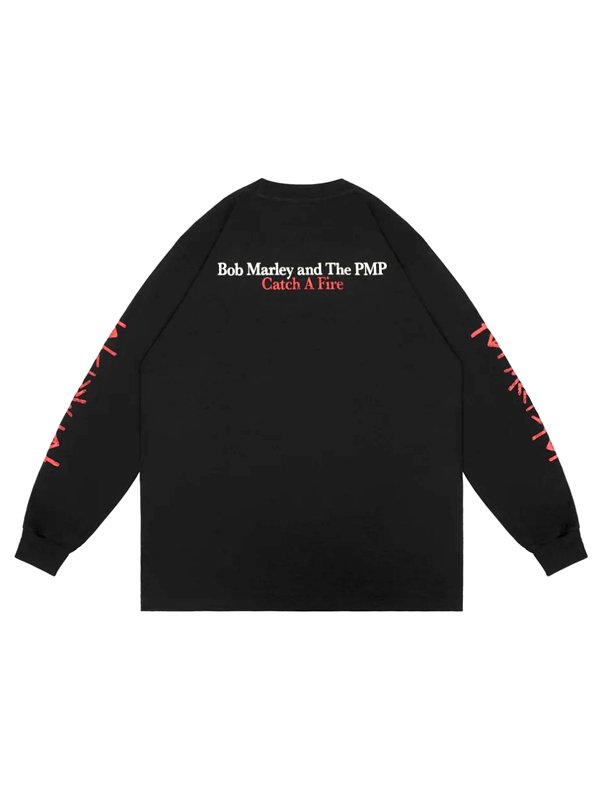 画像12: 送料無料 BOB MARLEY × POT MEETS POP / Catch A Fire 長袖Tシャツ ブラック (12)