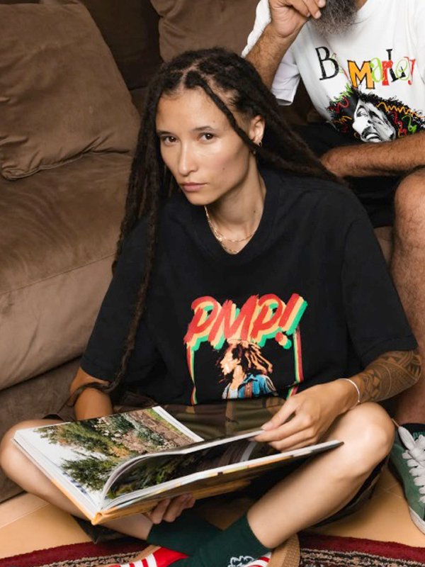 画像2: 送料無料 BOB MARLEY × POT MEETS POP / PMP LIVE! Tシャツ ブラック (2)