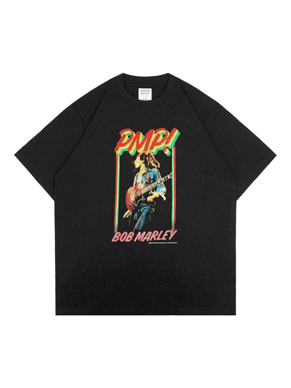 画像14: 送料無料 BOB MARLEY × POT MEETS POP / PMP LIVE! Tシャツ ブラック (14)