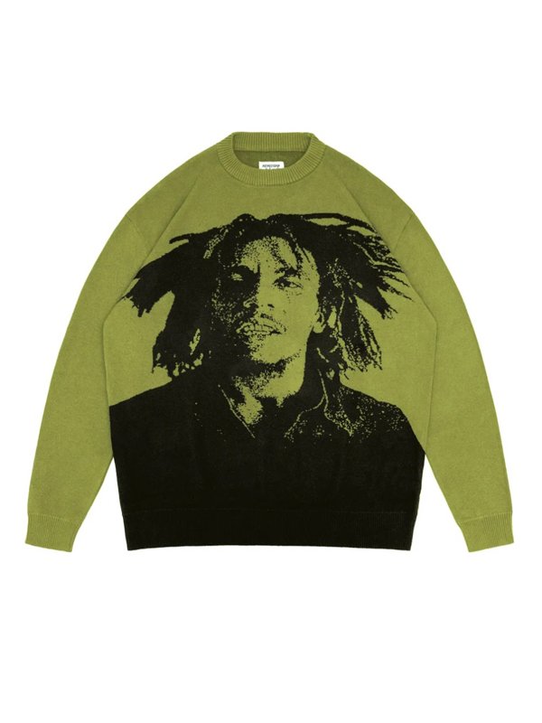 画像11: 送料無料 BOB MARLEY × POT MEETS POP / Natty Dread ニットセーター グリーン (11)
