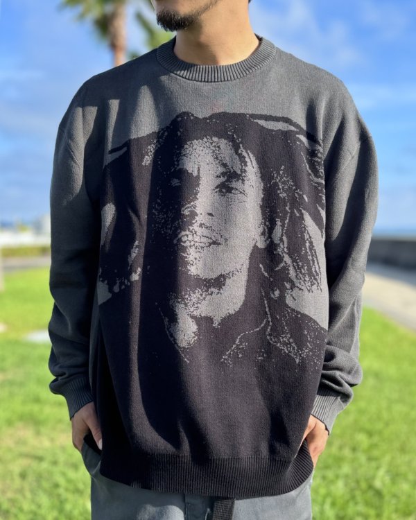 画像4: 送料無料 BOB MARLEY × POT MEETS POP / Natty Dread ニットセーター グレー (4)
