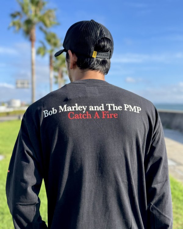 画像9: 送料無料 BOB MARLEY × POT MEETS POP / Catch A Fire 長袖Tシャツ ブラック (9)