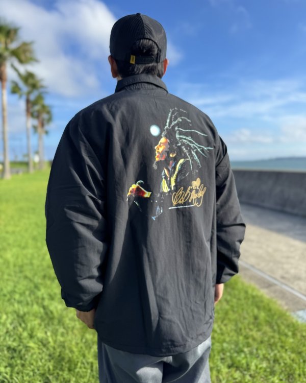 画像5: 送料無料 BOB MARLEY × POT MEETS POP / Live コーチジャケット ブラック (5)