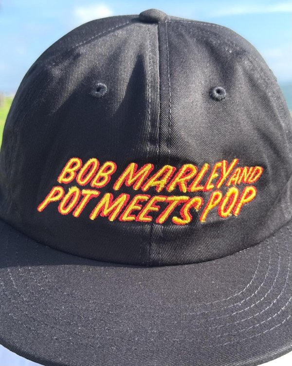画像4: 送料無料 BOB MARLEY × POT MEETS POP / Live 6パネル スナップバックキャップ ブラック (4)
