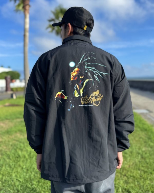 画像6: 送料無料 BOB MARLEY × POT MEETS POP / Live コーチジャケット ブラック (6)