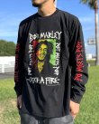 画像7: 送料無料 BOB MARLEY × POT MEETS POP / Catch A Fire 長袖Tシャツ ブラック (7)
