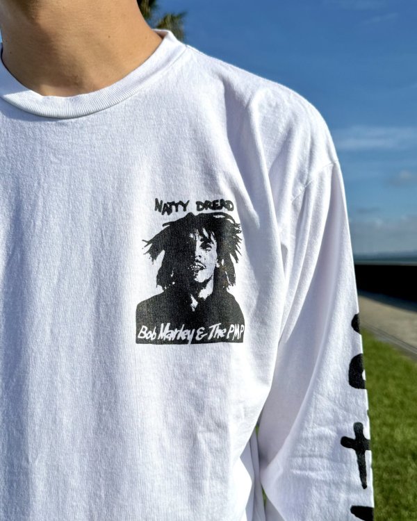 画像13: 送料無料 BOB MARLEY × POT MEETS POP / Natty Dread 長袖Tシャツ ホワイト (13)
