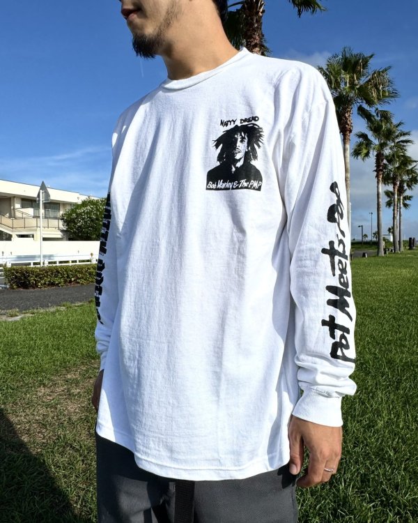 画像9: 送料無料 BOB MARLEY × POT MEETS POP / Natty Dread 長袖Tシャツ ホワイト (9)