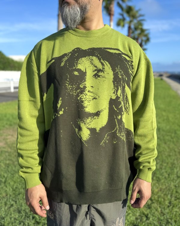 画像5: 送料無料 BOB MARLEY × POT MEETS POP / Natty Dread ニットセーター グリーン (5)