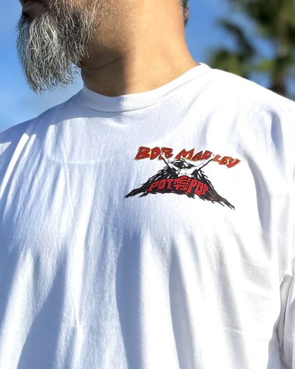 画像8: 送料無料 BOB MARLEY × POT MEETS POP / Uprising Tシャツ ホワイト (8)