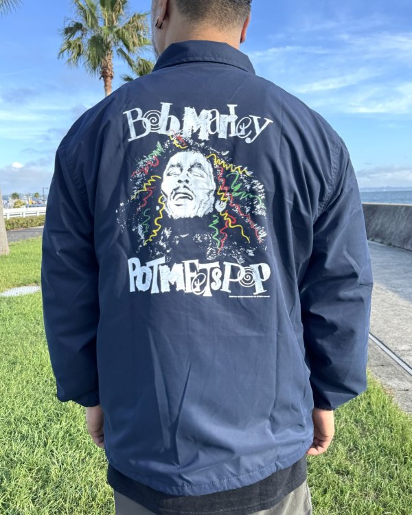 画像6: 送料無料 BOB MARLEY × POT MEETS POP / Sketch コーチジャケット ネイビー (6)