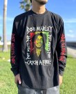 画像1: 送料無料 BOB MARLEY × POT MEETS POP / Catch A Fire 長袖Tシャツ ブラック (1)