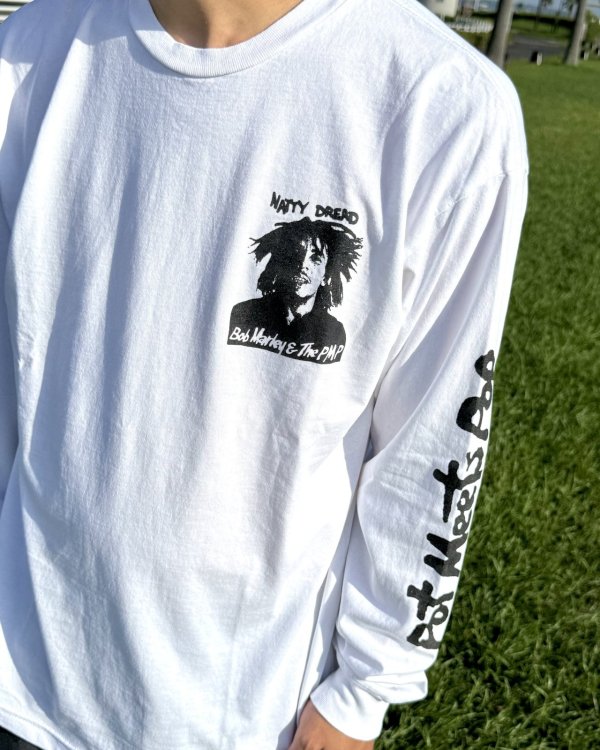 画像12: 送料無料 BOB MARLEY × POT MEETS POP / Natty Dread 長袖Tシャツ ホワイト (12)