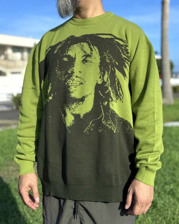 画像7: 送料無料 BOB MARLEY × POT MEETS POP / Natty Dread ニットセーター グリーン (7)